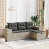 vidaXL Garden Sofa Set Light Grey PE Rattan Adult Size Adjustable Feet