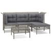 vidaXL 5 Piece Patio Lounge Set with Cushions Grey Poly Rattan