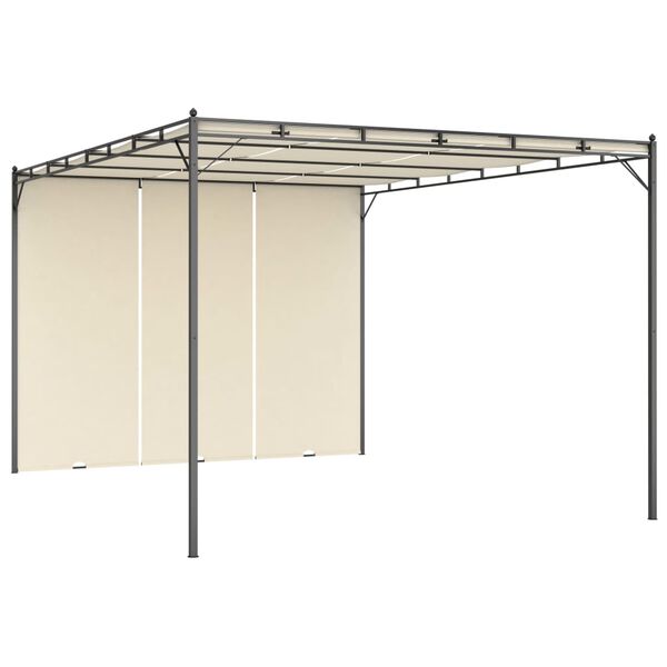 vidaXL Garden Gazebo with Side Curtain 157.5"x118.1"x88.6" Cream