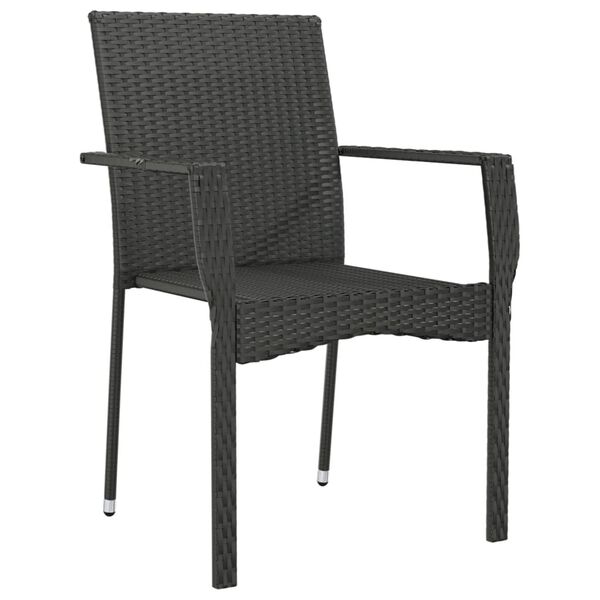 vidaXL Garden Chair Black with Cream White Cushions PE rattan Standard