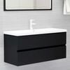 vidaXL Sink Cabinet Black Engineered Wood Medium Rectangular