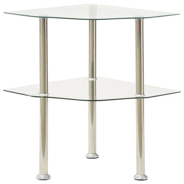vidaXL Side Table Transparent Tempered glass Medium Accent Table