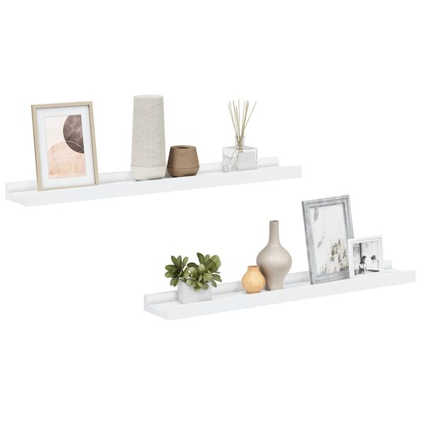vidaXL Frame Ledge Shelf Set of 2 White MDF 23.6 in x 3.5 in x 1.2 in