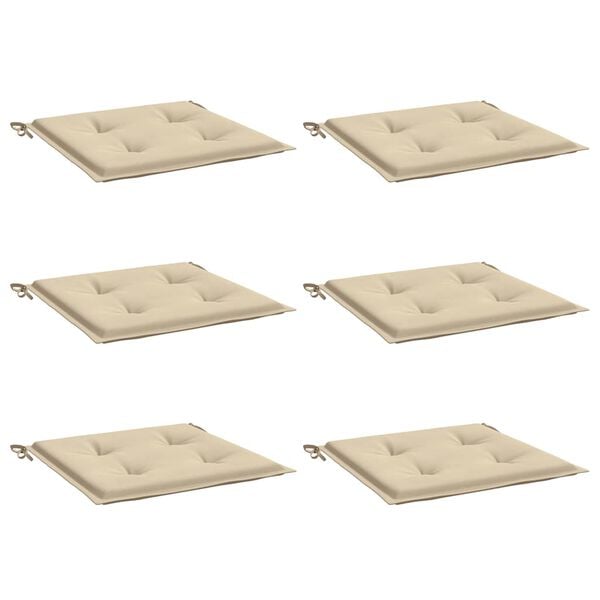 vidaXL Chair Cushion Set of 6 Beige Oxford fabric, Foam fiber