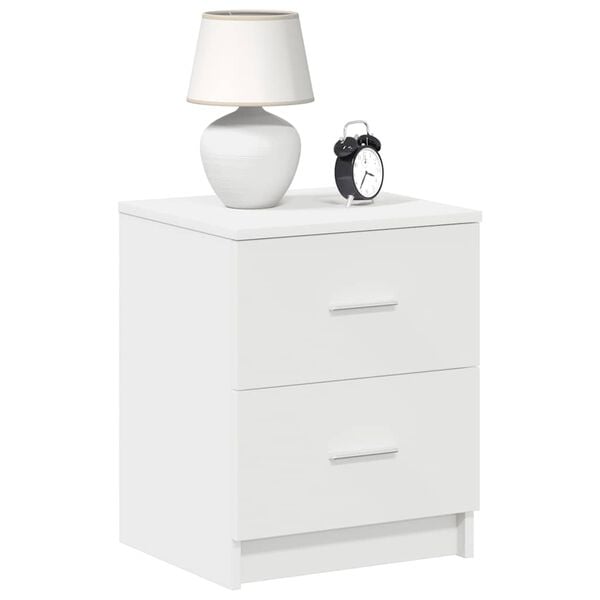 vidaXL Bedside Cabinet Set of 2 White Engineered wood Rectangular