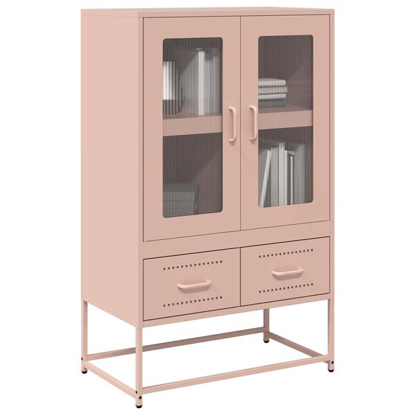 vidaXL Highboard Pink Cold-rolled steel Tall Highboard Rectangular
