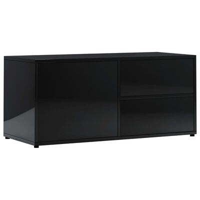 vidaXL TV Cabinet High Gloss Black 31.5"x13.4"x14.2" Chipboard
