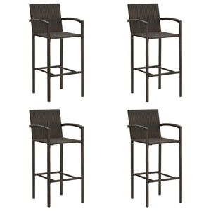 vidaXL Bar Stool Set of 4 Brown PE rattan, powder-coated steel Medium