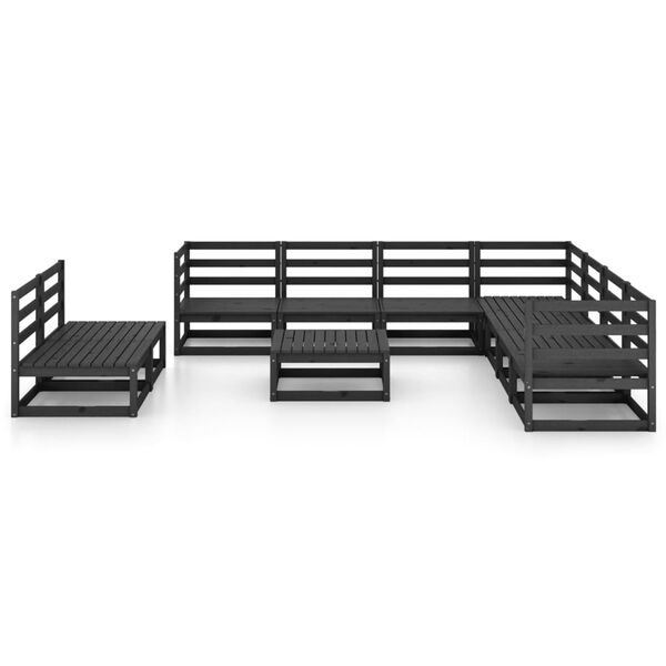 vidaXL Garden Lounge Set Black Solid pinewood Seats Many