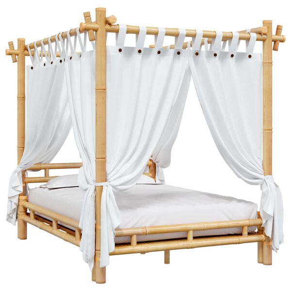 vidaXL Canopy Bed without Mattress 55.1"x78.7" Bamboo