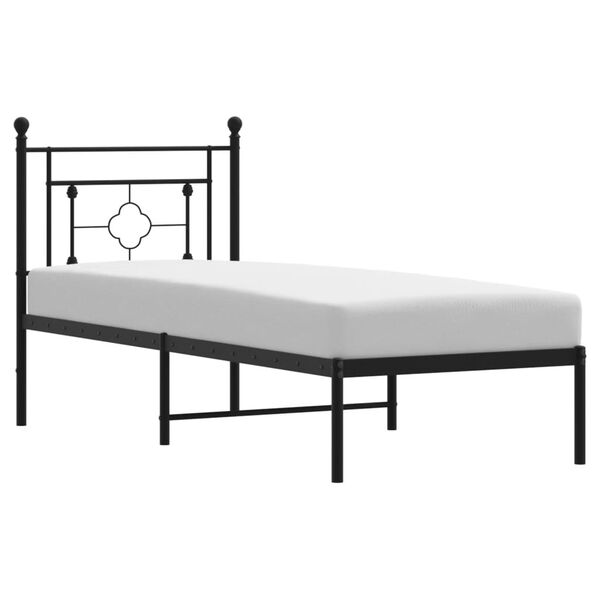 vidaXL Bed Frame Black Powder-Coated Steel Small Single Bed Frame
