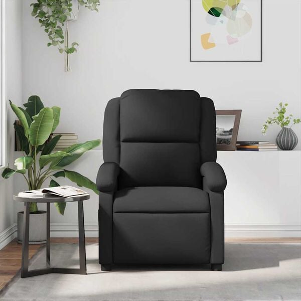 vidaXL Massage Recliner Chair Black Real leather, metal frame, plywood