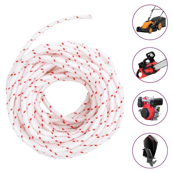 vidaXL Pull Starter Cord White and Red &Oslash;0.20 " 32.8 ' Nylon