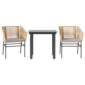 vidaXL Garden Dining Set Brown PE Rattan 3 Piece Set