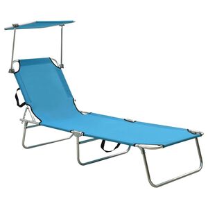vidaXL Sun Lounger Blue Aluminum frame, 600D polyester fabric Standard