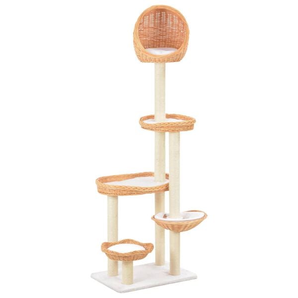 vidaXL Cat Tree Natural Willow wood Large Nice Design Cat Tree