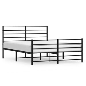 vidaXL Bed Frame Black Powder-Coated Steel Double Bed Frame