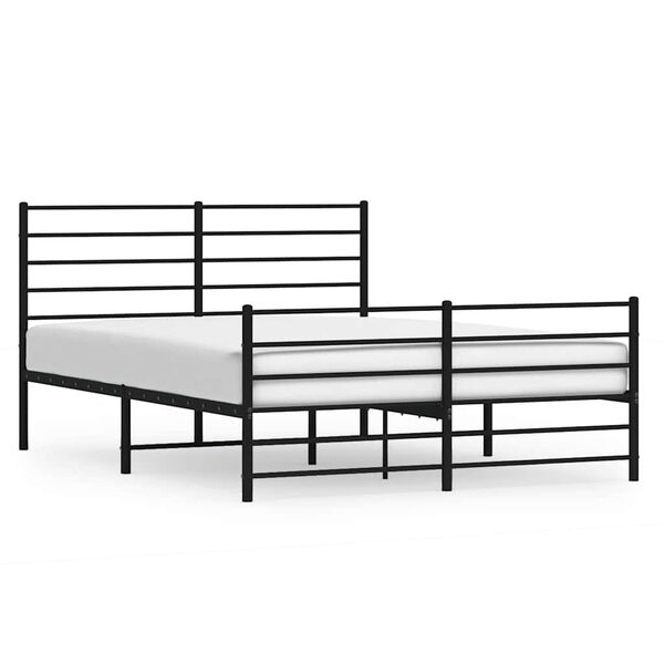 vidaXL Bed Frame Black Powder-Coated Steel Double Bed Frame