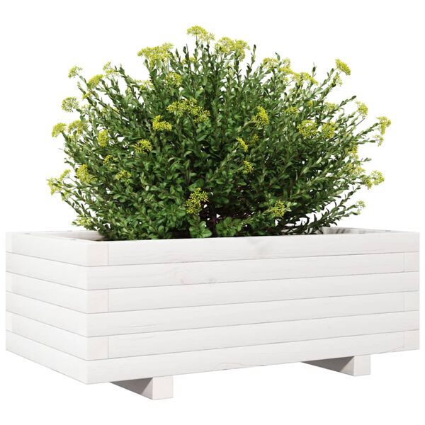 vidaXL Garden Planter White Solid pinewood Decorative Inlays