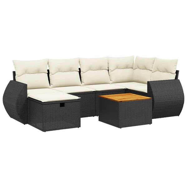 vidaXL Garden Sofa Set Black, Cream White