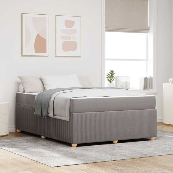 vidaXL Bed Frame with Mattress Taupe 55.1" x 78.7" fabric