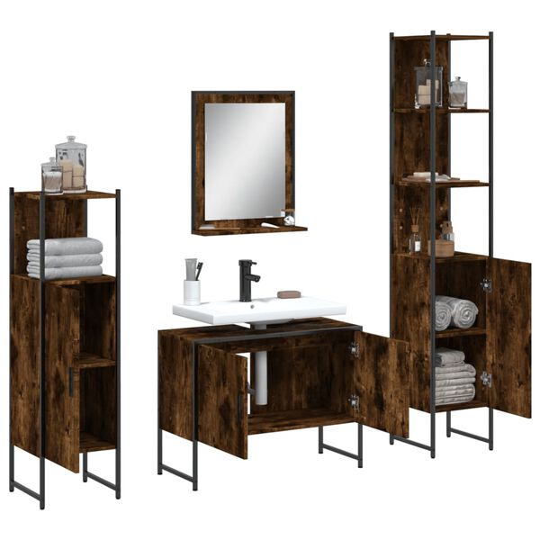 vidaXL Bathroom Cabinet Set Smoked oak