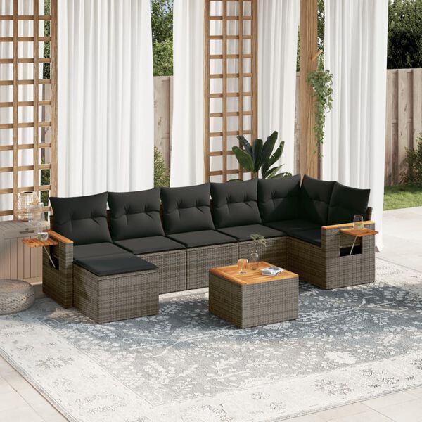 vidaXL Garden Sofa Set Grey PE Rattan Large Modular Garden Sofa Set