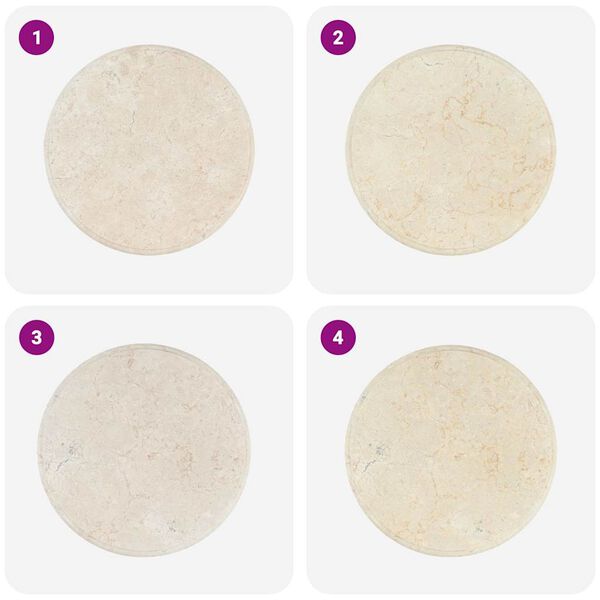 vidaXL Table Top Cream Marble &Oslash;19.7 x 1.0 in Table Top Round