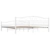vidaXL Bed Frame White Metal, Plywood 78.7 x 78.7 in Durable Bed Frame