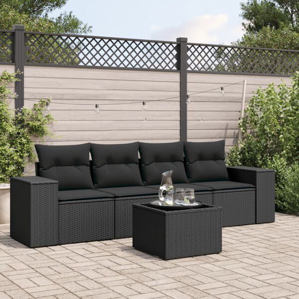 vidaXL Garden Sofa Set Black PE Rattan