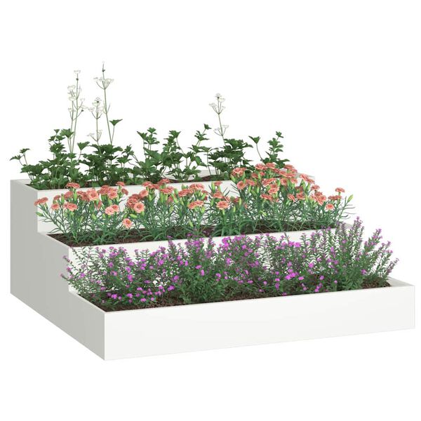 vidaXL Garden Planter White 35.43 x 35.43 x 13.78 in Cold-rolled Steel