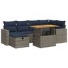 vidaXL 7 Piece Patio Sofa Set with Cushions Black Poly Rattan Acacia
