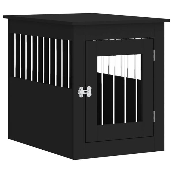vidaXL Dog Crate Furniture Black Engineered wood and steel