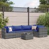 vidaXL Patio Lounge Set Grey PE rattan, powder-coated steel, tempered glass