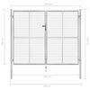 vidaXL Garden Gate Galvanised Steel 118.1x78.7" Silver