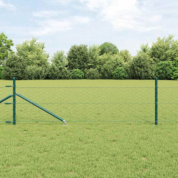 vidaXL Fence Post Green 328.08 x 1.64 ft (1.97 in mesh) Steel and PVC
