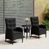 vidaXL Bistro Set Black Poly Rattan Medium Ergonomic Garden Bistro Set