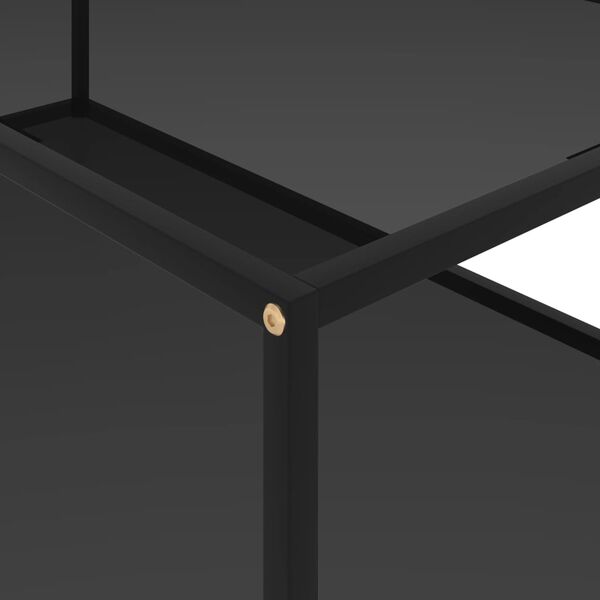 vidaXL Black Coffee Table Tempered Glass, Powder-Coated Steel Standard