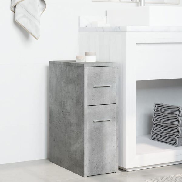 vidaXL Narrow Bathroom Cupboard Concrete Grey Engineered Wood Slim
