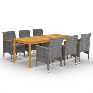 vidaXL Dining Set Grey Solid Acacia Wood Large Ergonomic