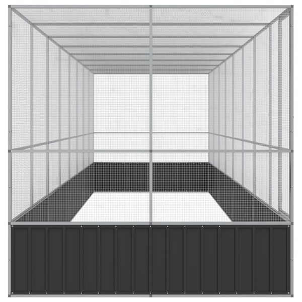 vidaXL Aviary Silver and Anthracite Galvanized Steel Large Durable