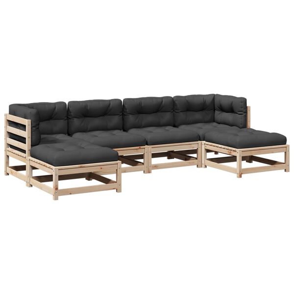 vidaXL Patio Sofa Set Anthracite Solid Pine Wood Large Modular