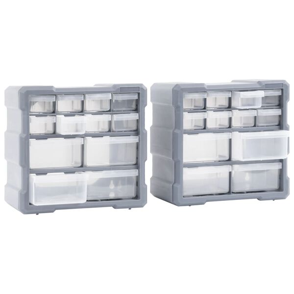 vidaXL Multi-drawer Organizers with 12 Drawers 2 pcs 10.4"x6.3"x10.2"