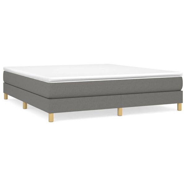 vidaXL Bed Frame Dark Gray Polyester, Plywood, Engineered Wood King