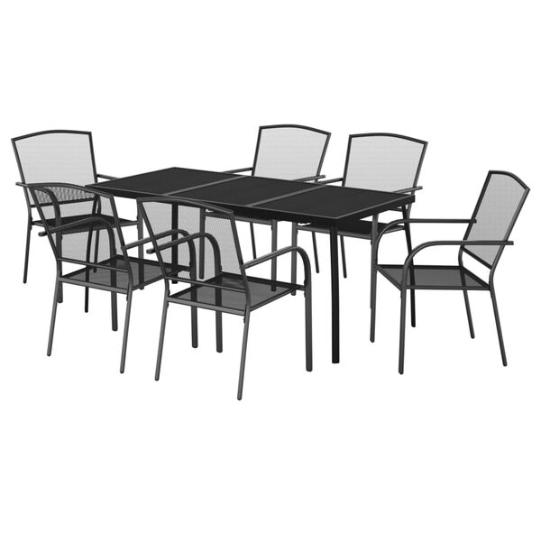 vidaXL Garden Dining Set Anthracite Steel Medium Stackable