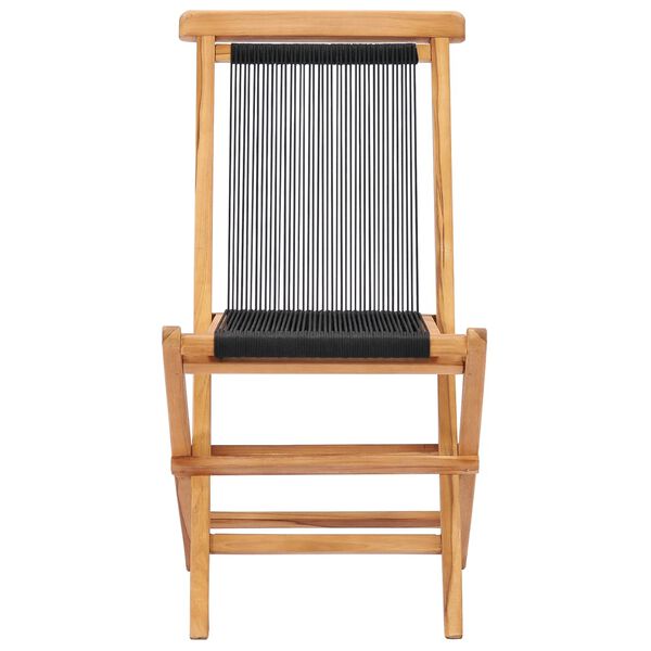vidaXL Garden Chair Set of 2 Black, Natural Wood Teak wood, Polyester rope