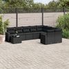 vidaXL Garden Sofa Set Black PE rattan, powder-coated steel, tempered glass
