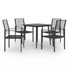 vidaXL Dining Set Black Glass, Powder-Coated Steel, PVC Hollow Rattan