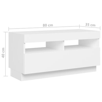 vidaXL TV Stand with LED Lights White 70.9"x13.8"x15.7"