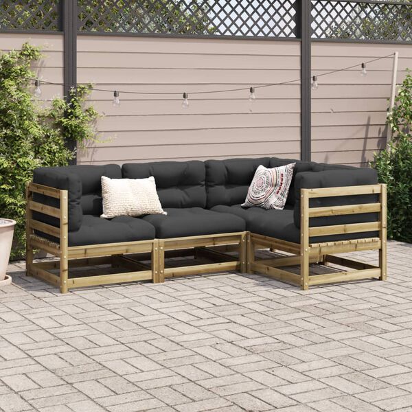 vidaXL Garden Sofa Set Natural Pine Treated Pinewood Large Modular